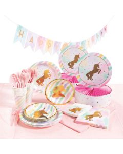 Unicorn Sparkle Tableware Party Kit for 16