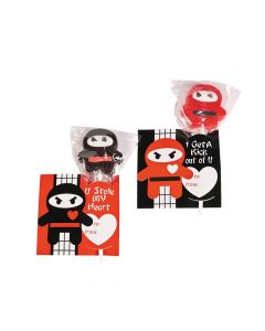 Valentine Ninja Lollipops with Cards