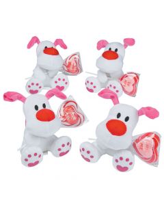 Valentine Stuffed Dogs with Lollipops