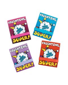 Valentine Superhero Cards with Rubber Bracelet