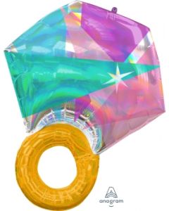 Wedding Ring Holographic Iridescent Super Shape Balloon