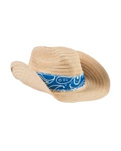 Western Cowboy Hats with Blue Bandana