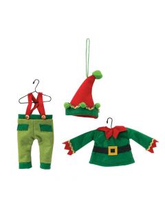 Whimsical Christmas Elf Outfit Ornaments