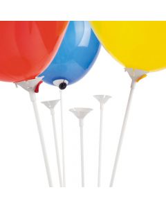White Balloon Sticks with Cup