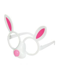 White Bunny-Shaped No Lens Glasses