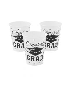White Congrats Grad Paper Cups