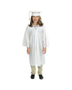 White Elementary Graduation Cap and Gown Set