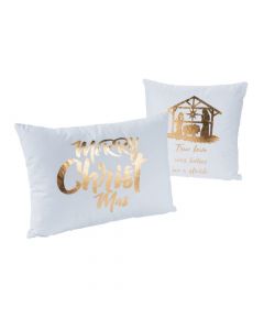 White with Gold Nativity Pillow Set