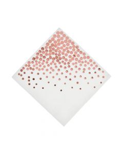 White with Rose Gold Foil Dots Luncheon Napkins