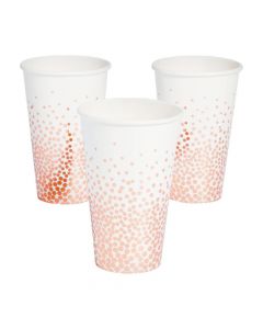 White with Rose Gold Foil Dots Paper Cups