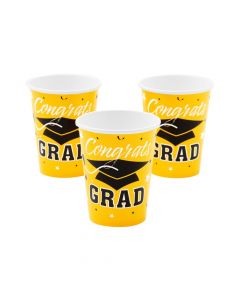Yellow Congrats Grad Paper Cups