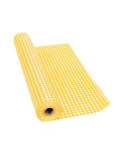 Yellow Gingham Plastic Tablecloth Roll