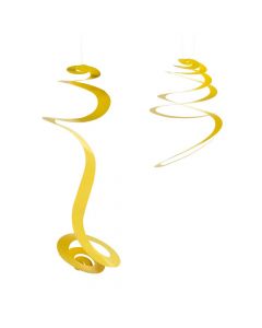 Yellow Hanging Swirl Decorations - 12 Pc.