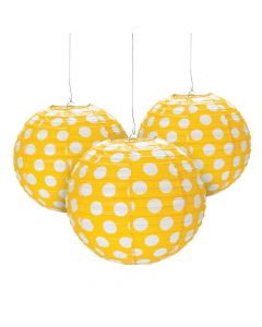 Yellow Polka Dot Hanging Paper Lanterns
